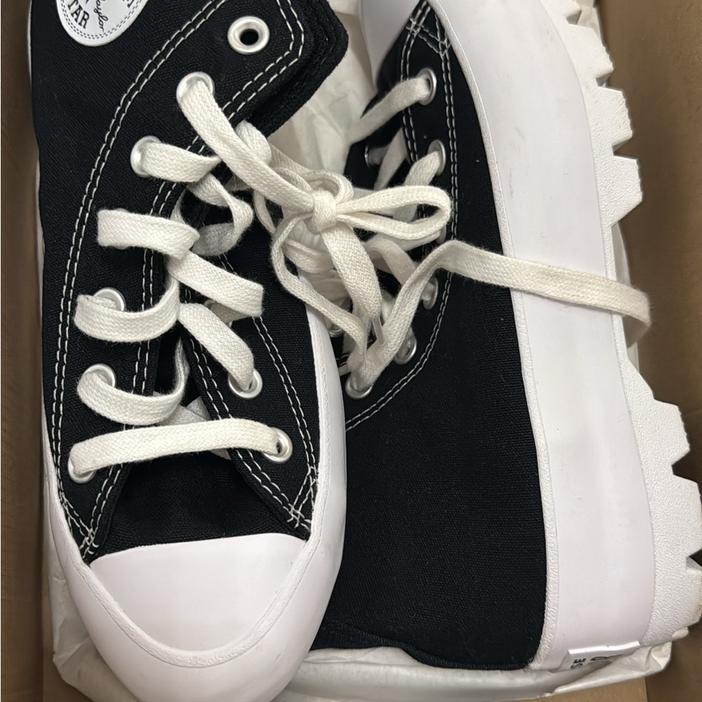 Converse Kids Black Canvas High-Top Sneakers with White Platform